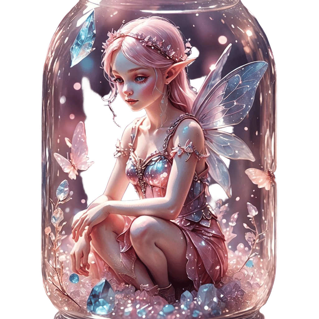 Pink Fairy Elf on Crystalline Jar