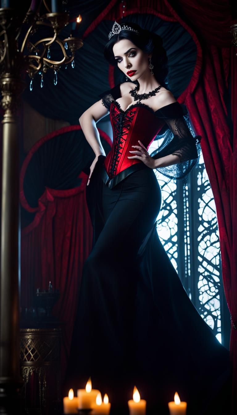 Vampire Princess Jasmine in Gothic Throne Room