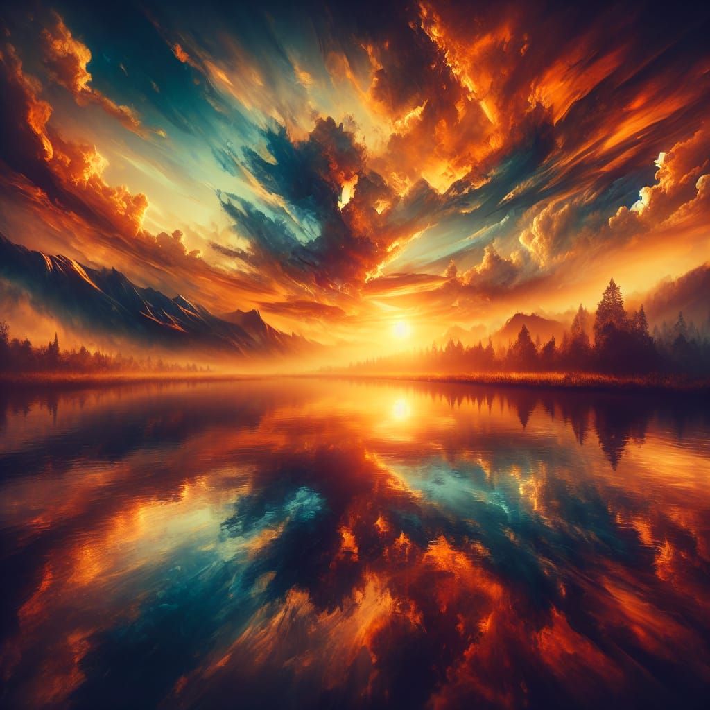 Epic Sunset Digital Matte Painting