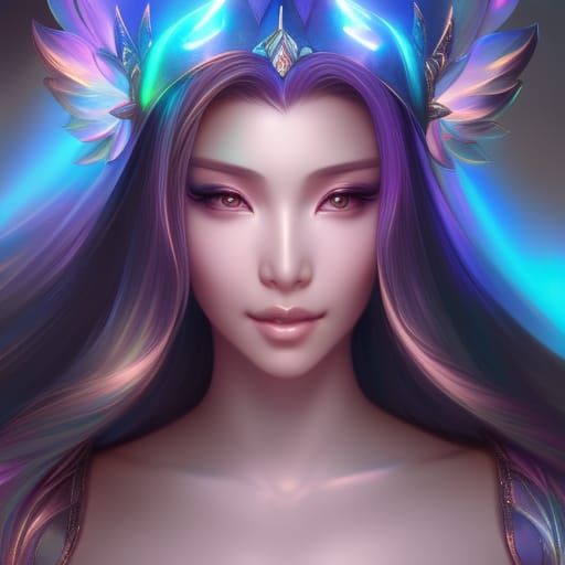Luminous Korean Moon Goddess Portrait in Pastel Hues