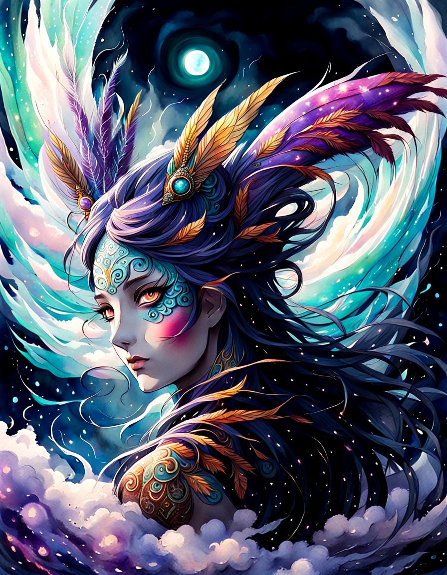 Mystical Merfolk in Stormy Seascape: Anime Concept Art
