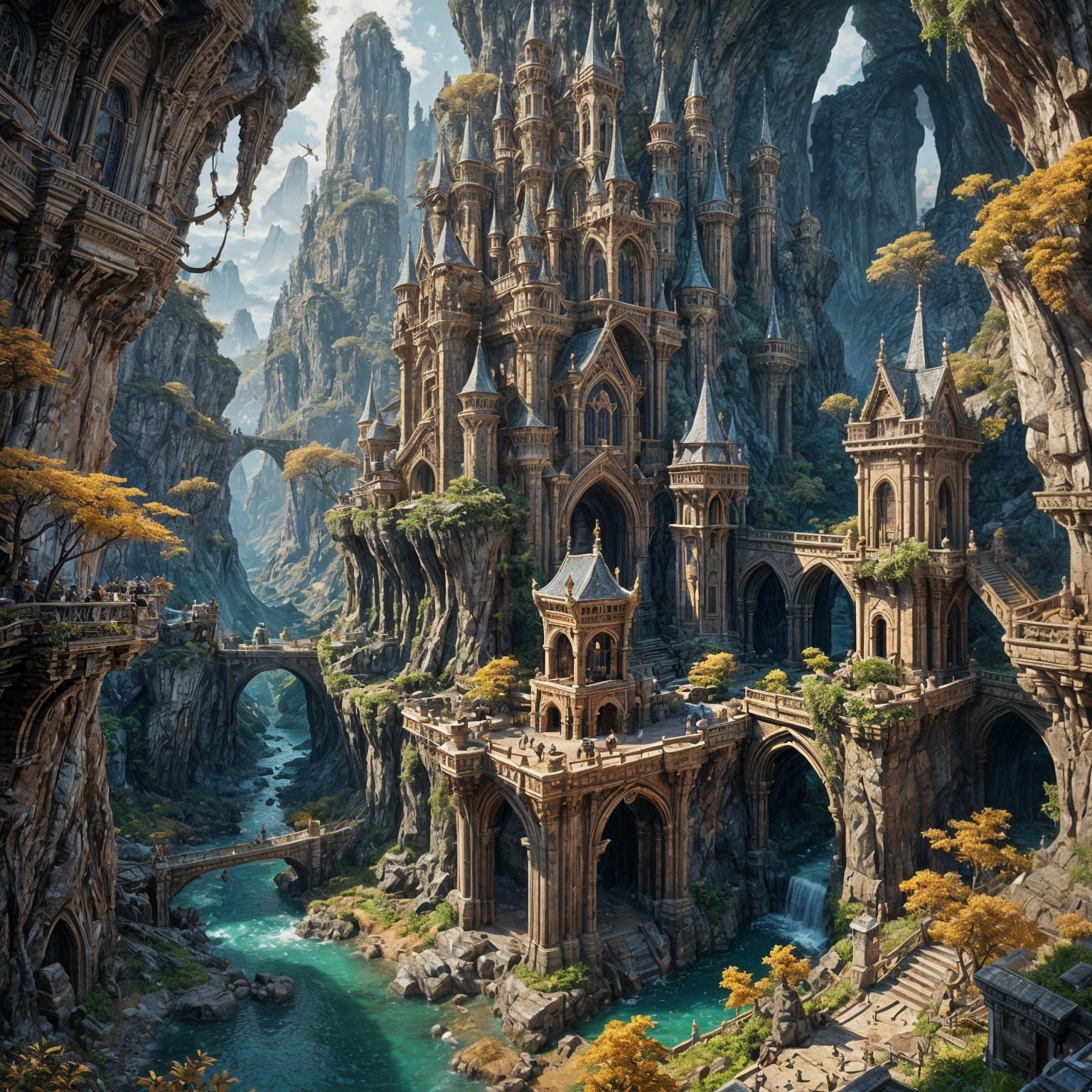 Epic Fantasy Landscape in Deep, Vibrant Colors