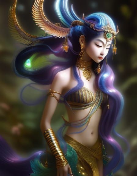 Bioluminescent Asian Mermaid in Hyperrealistic Fantasy Art