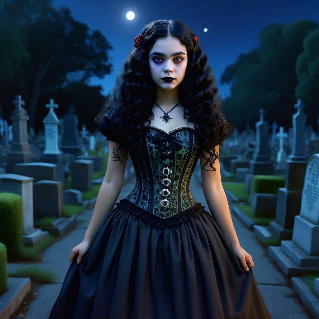 New Orleans Witch in Cemetery, Detailed Matte Painting