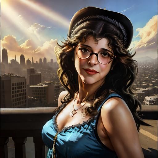 Gilda Radner Portrait in 1970s Los Angeles, Realism Style