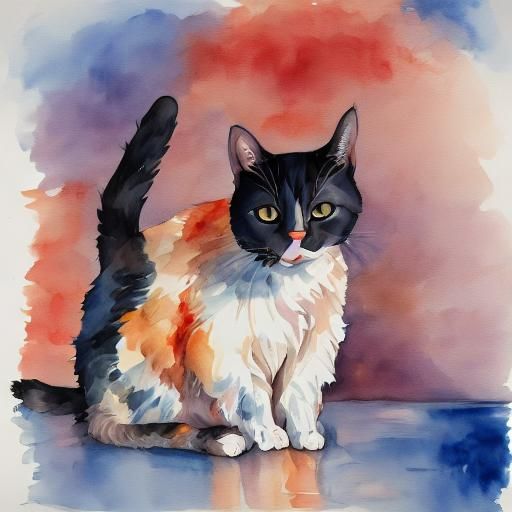 Watercolor Cat Art