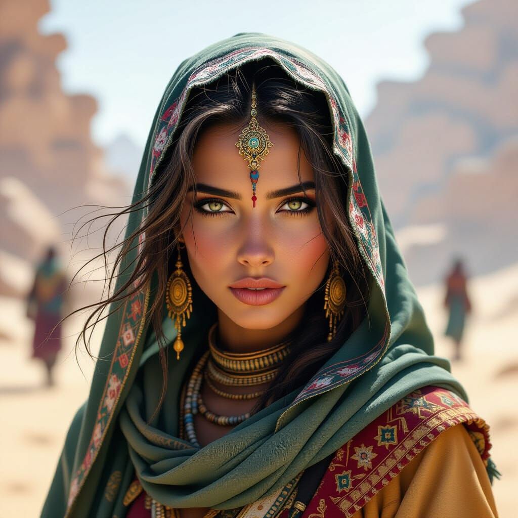 Berber Warrior Priestess in Dramatic Splash Art Style