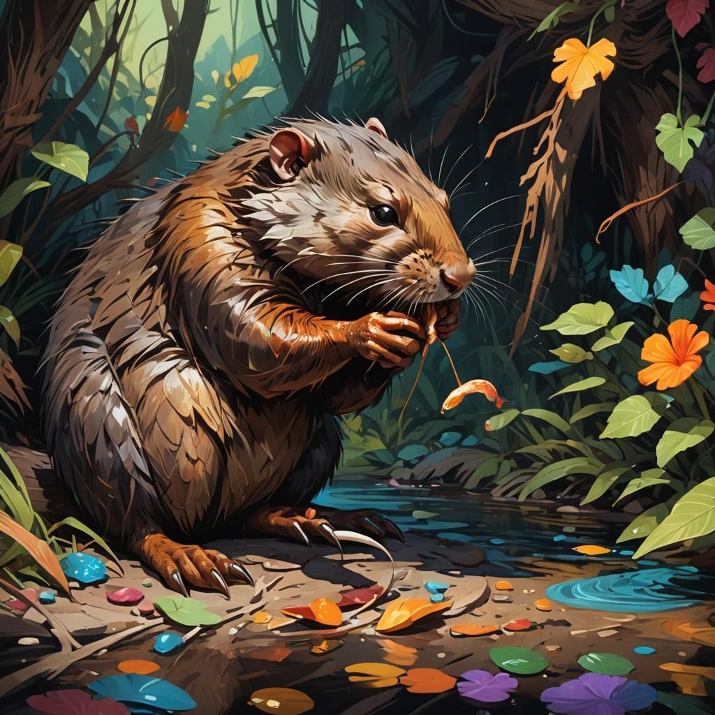 Hyperrealistic Image of Self-Cannibalism in Vibrant Colors