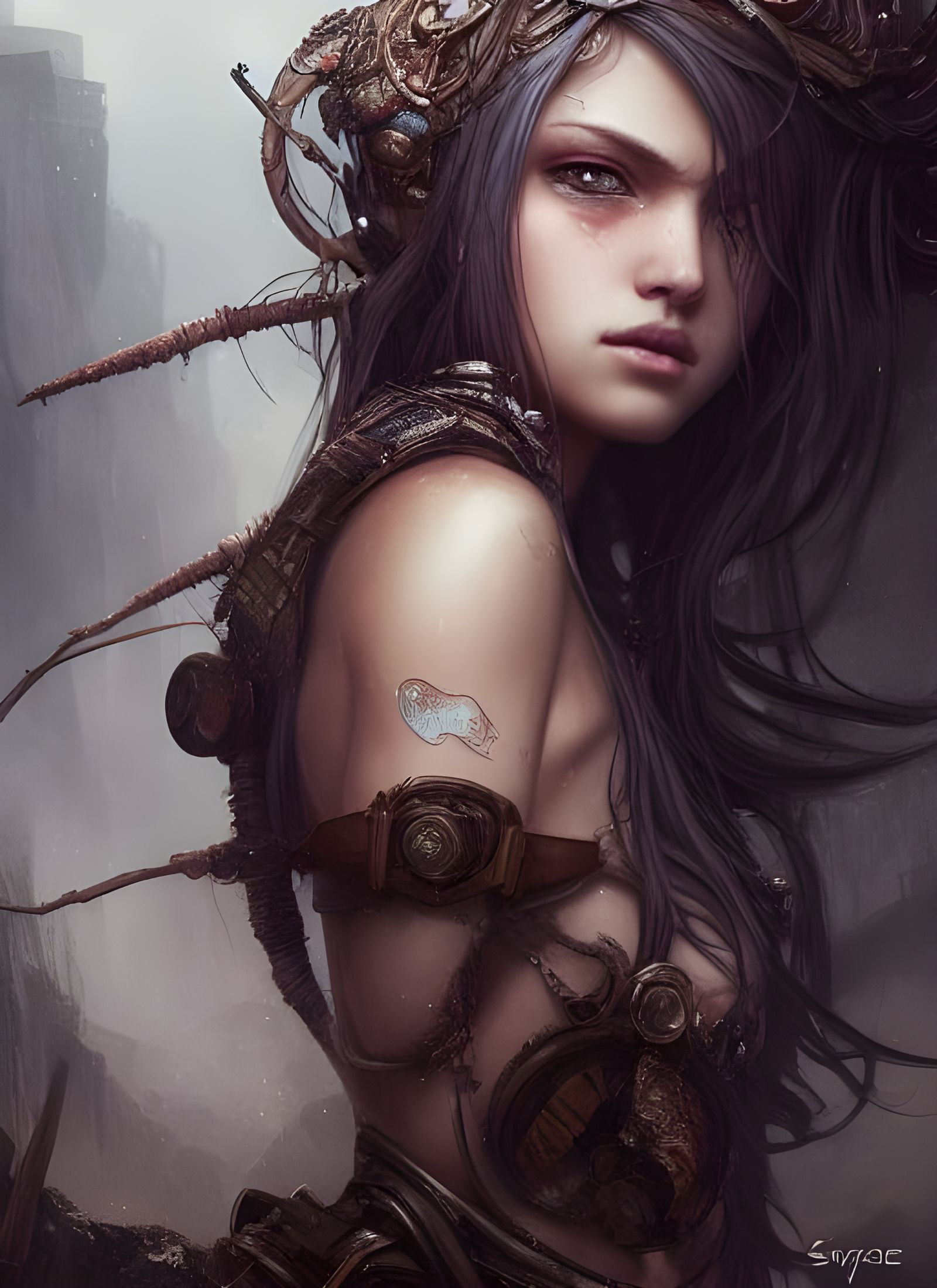 Post-Apocalyptic Goddess Portrait in Hyper-Detailed Digital ...