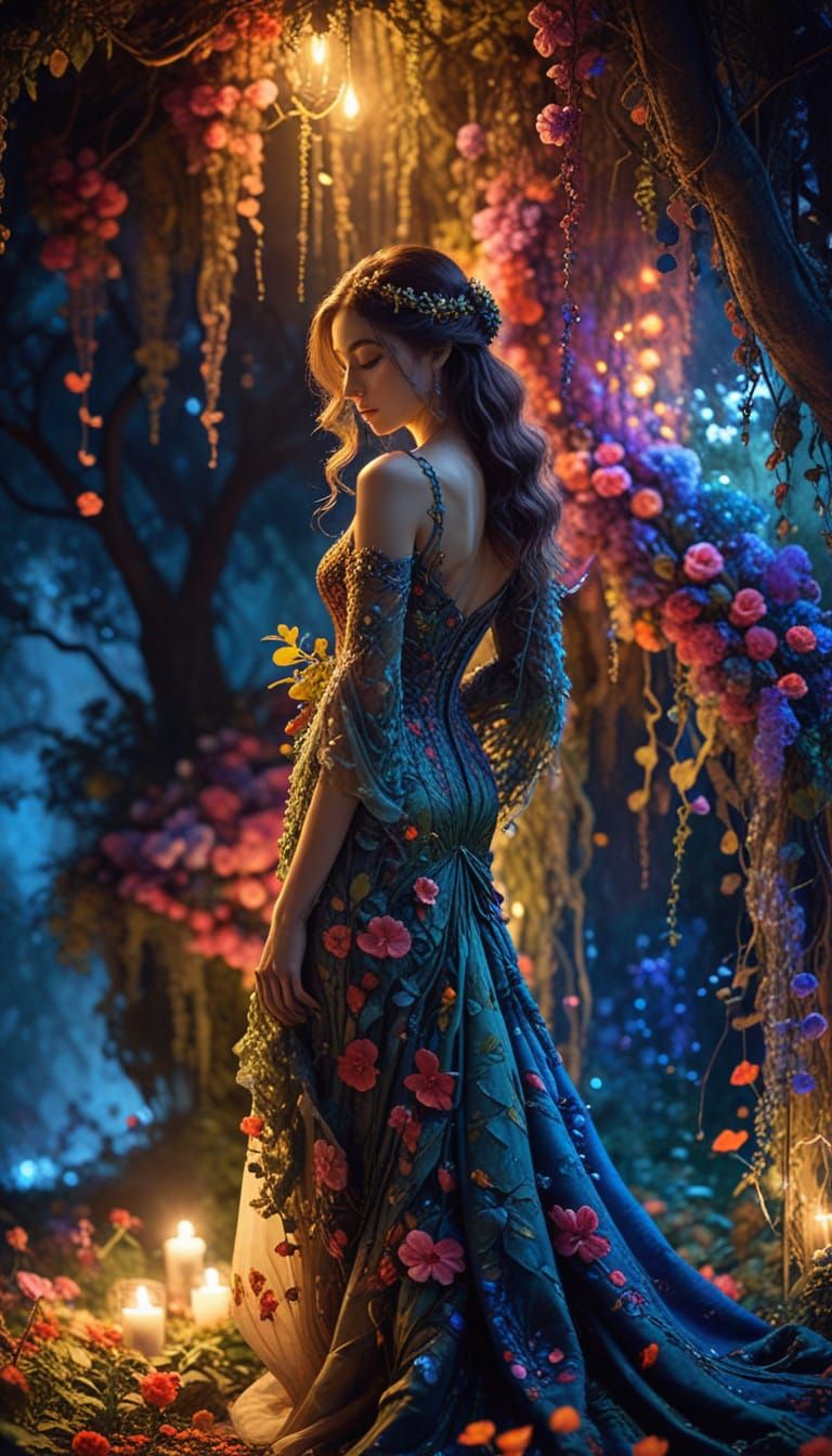 Ethereal Floral Ball Gown in Vibrant Colors