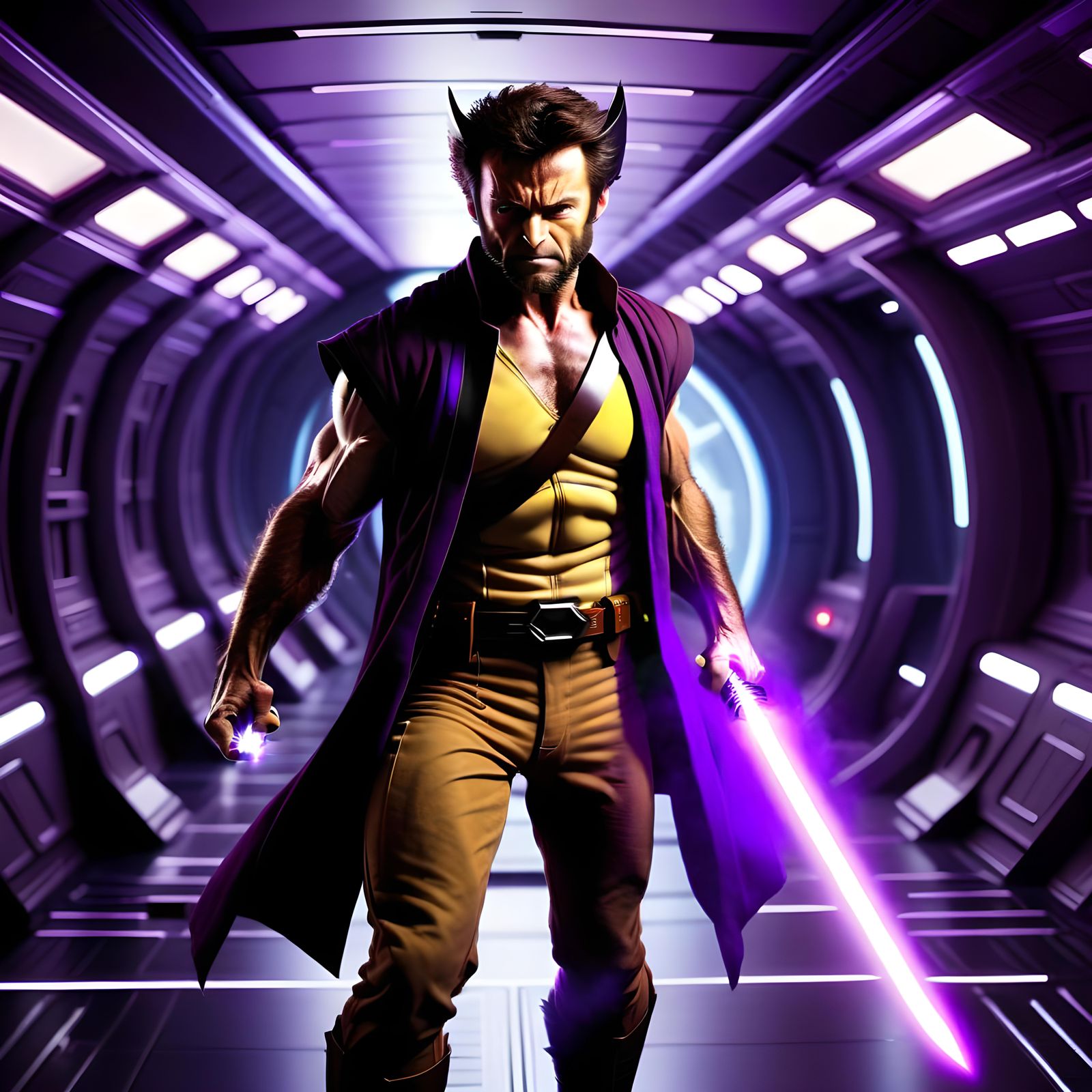 Wolverine Jedi Mashup with Purple Lightsaber