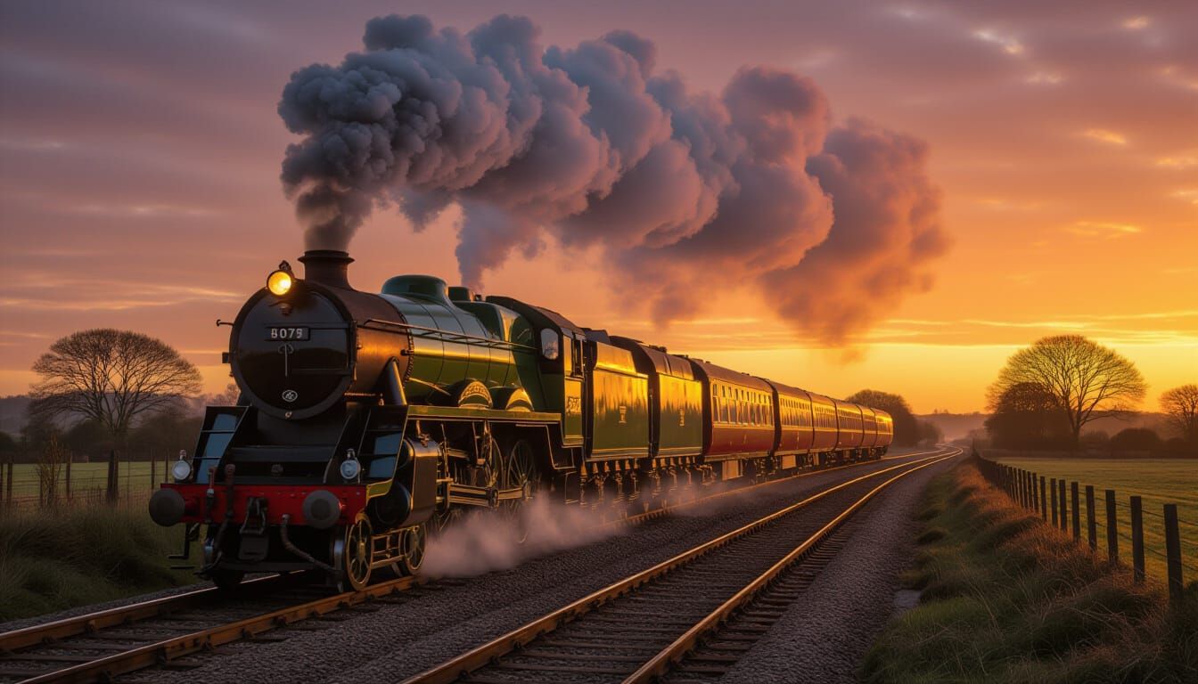 GWR Steam Train at Dusk in Golden Hour Light