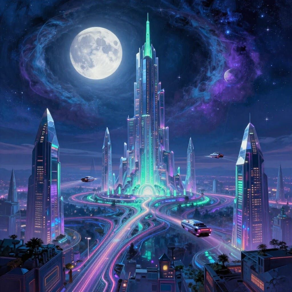 Breathtaking Futuristic Landscape with Dual Moons