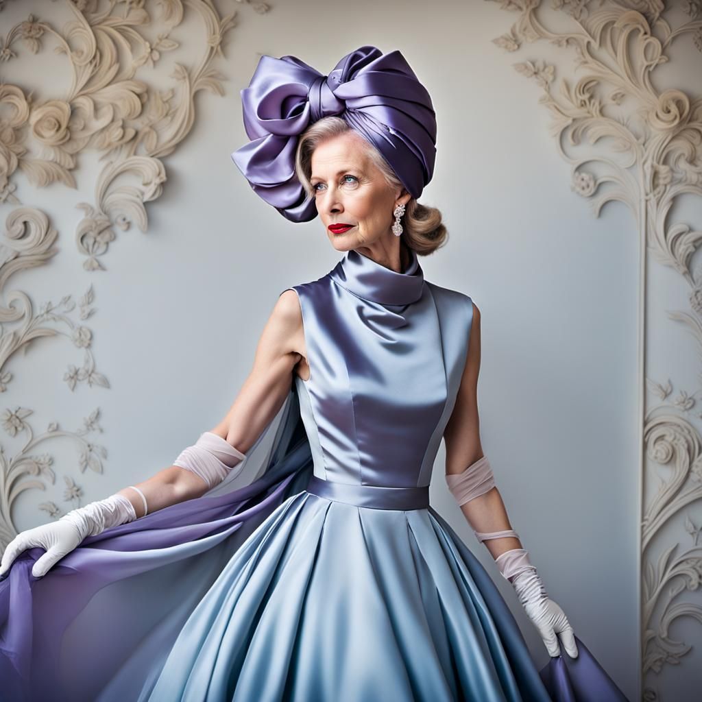 Elegant Lady in Mixed Fabrics Headscarf