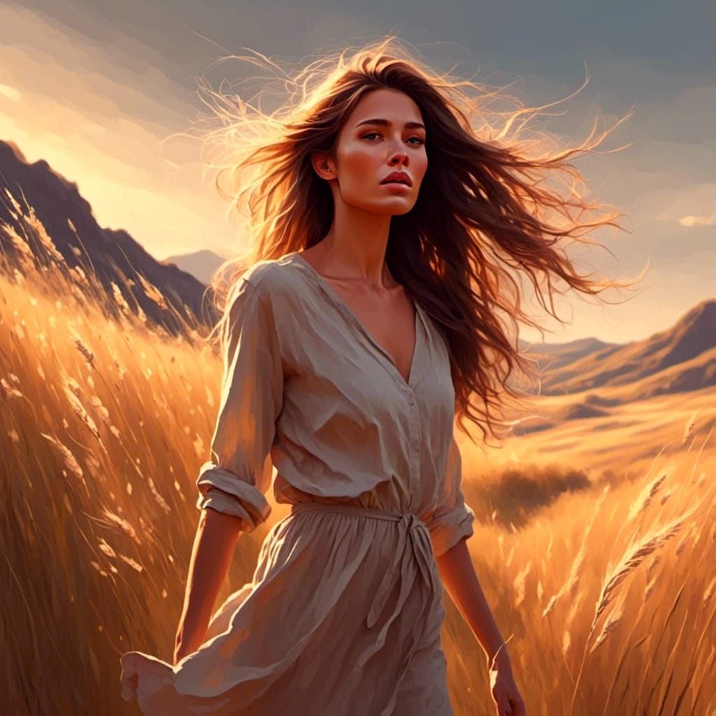 Great Plains Woman in Impressionistic Style