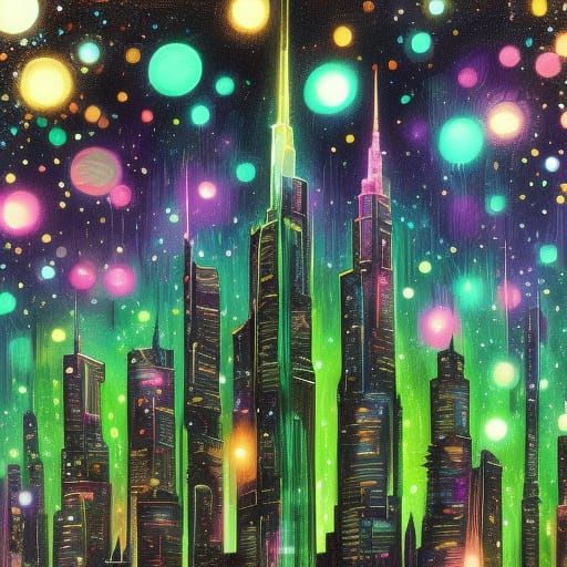 Vibrant Neon Mecha Cat Astronaut in Bokeh Anime Style