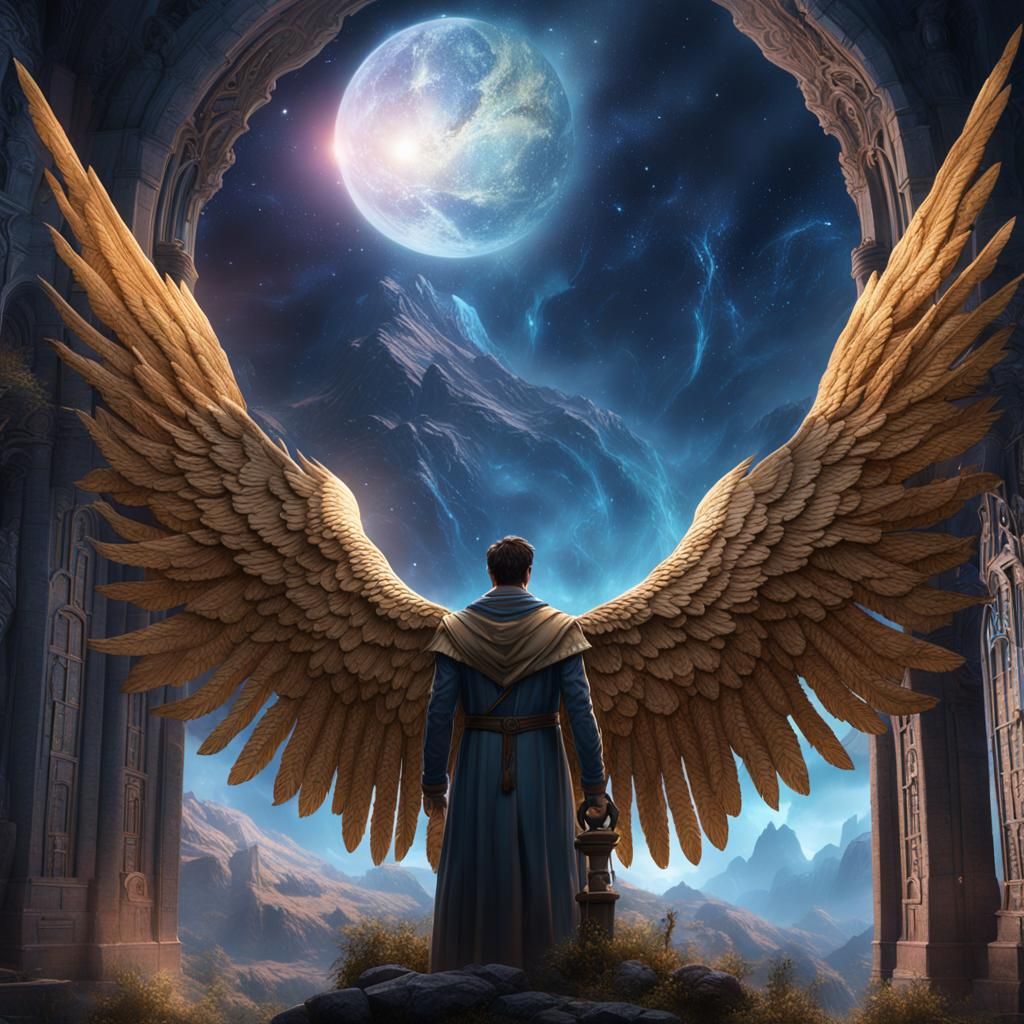 Celestial Castiel: Detailed Matte Painting in 8K