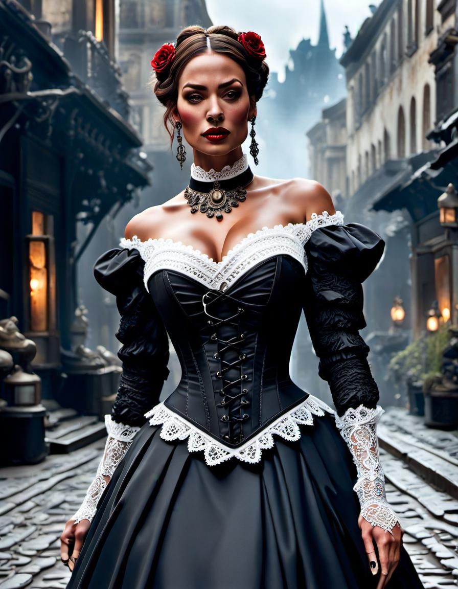 Lara Croft as French Maid: Detailed Digital Painting