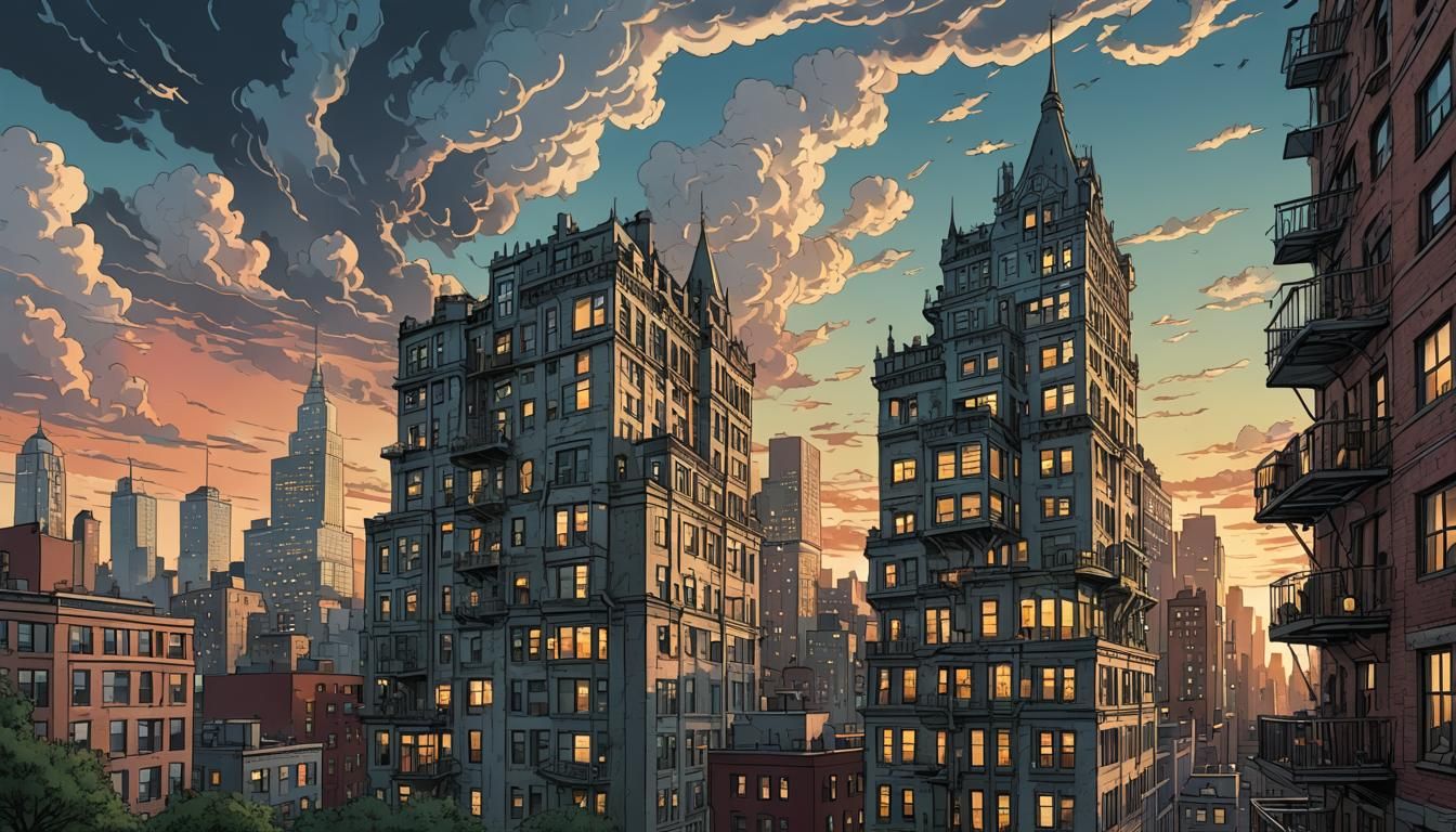 New York Modernist Apartment with Intricate Clouds