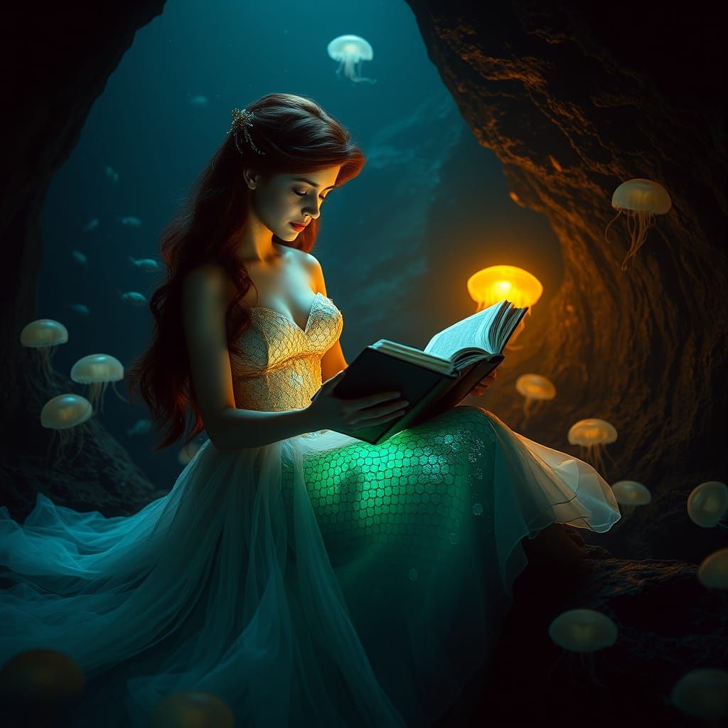 Surreal Underwater Scene in Film-Noir Style