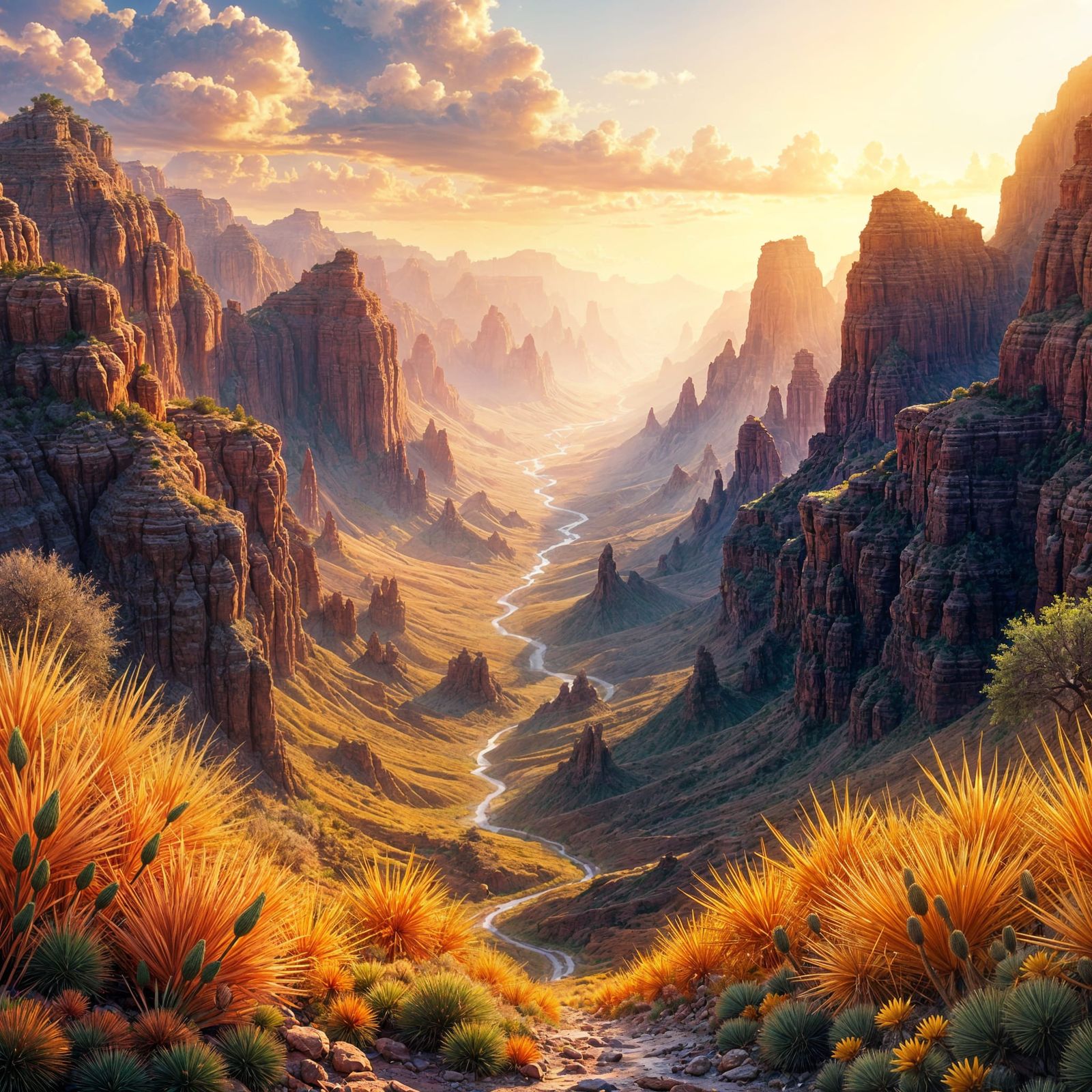 Arizona Canyon Sunrise with Bird of Paradise Flowers