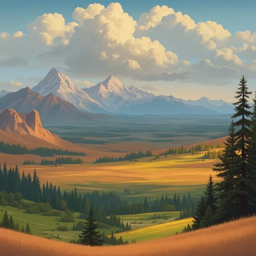 Vast Valley Panorama at Golden Hour