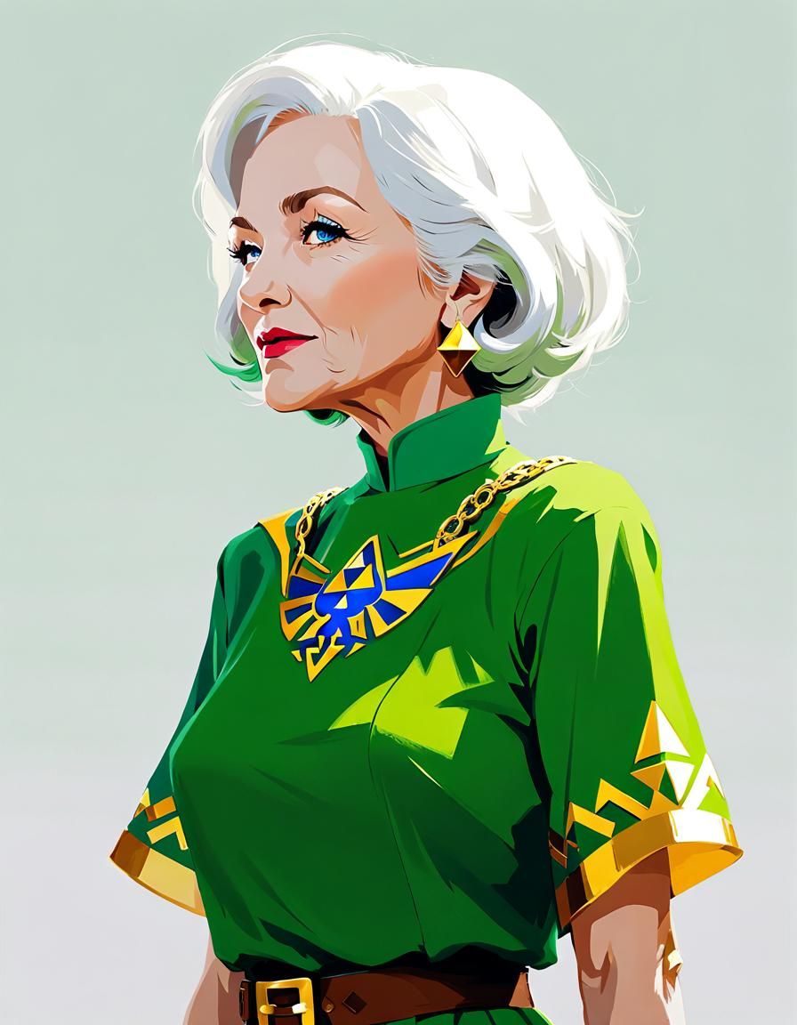 Betty White as Link: Detailed Anime Illustration