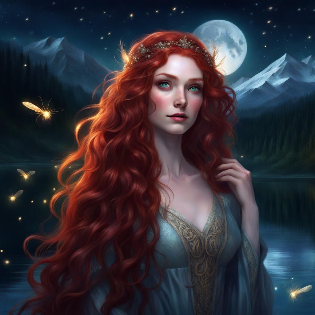 Regal Fey Queen in Faerie Realm, Dark Fantasy Art