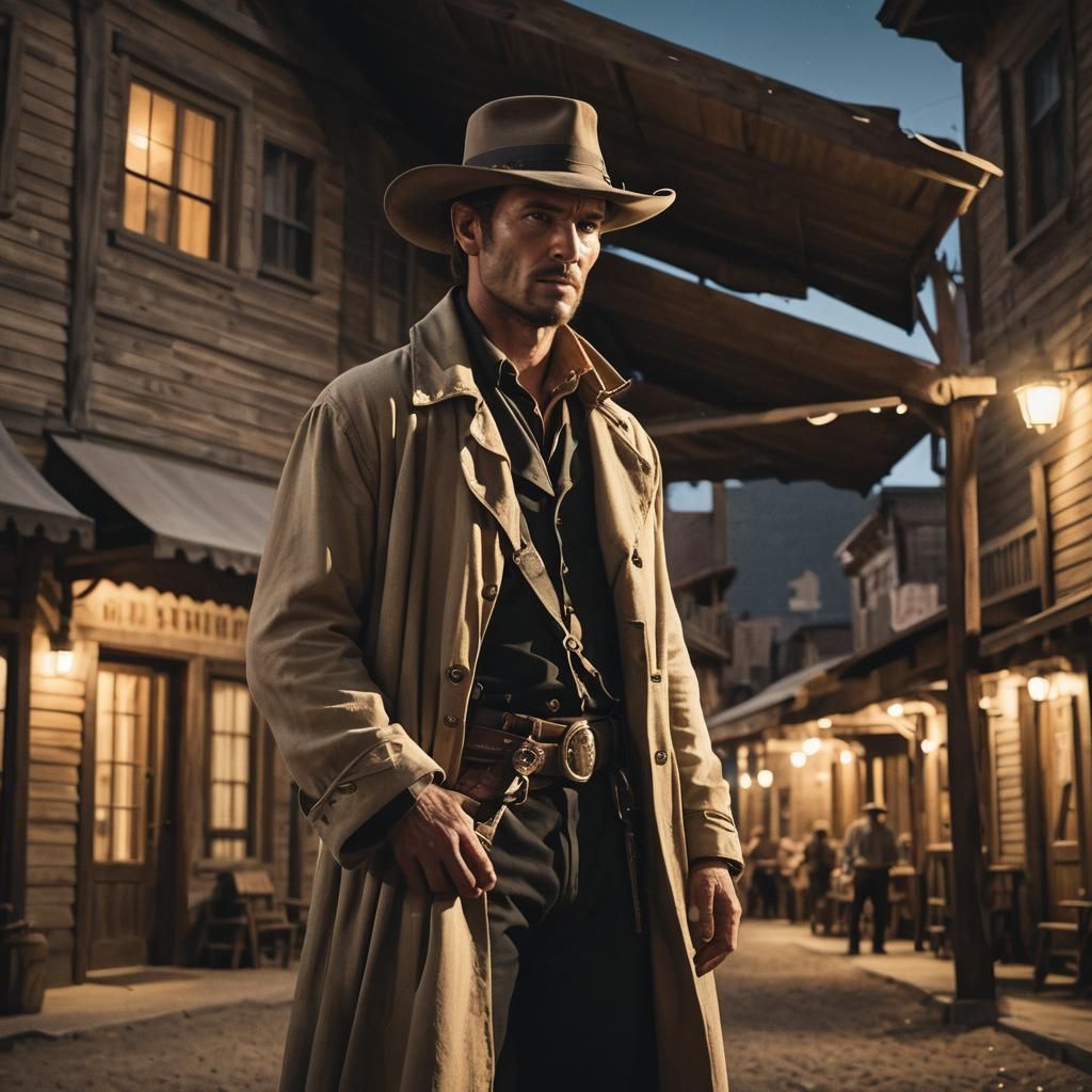 Western Noir Swashbuckler in a Frontier Town