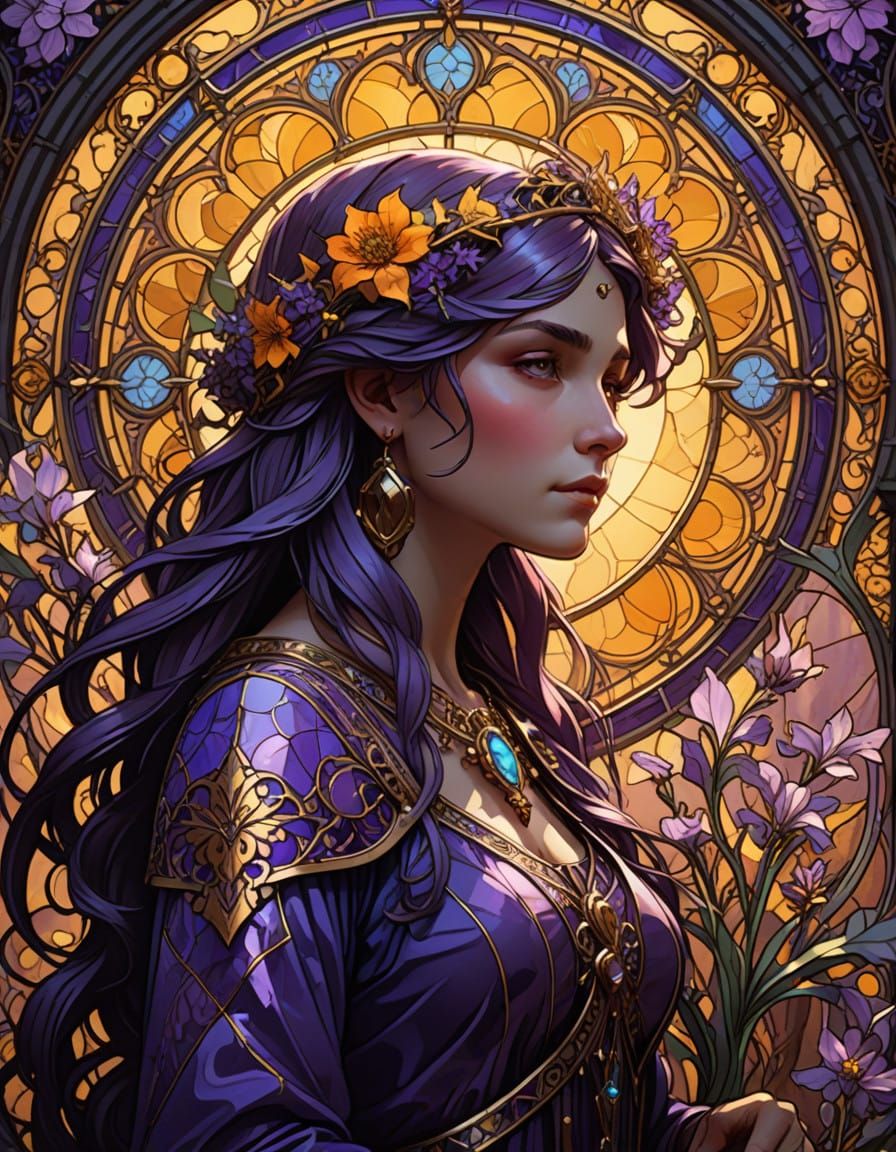 Medieval Stained Glass Masterpiece in Vibrant Colors