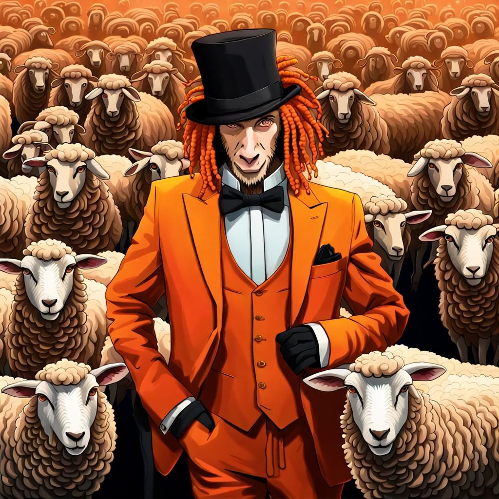 Anthropomorphic Sheep Portrait in Digital Art Style