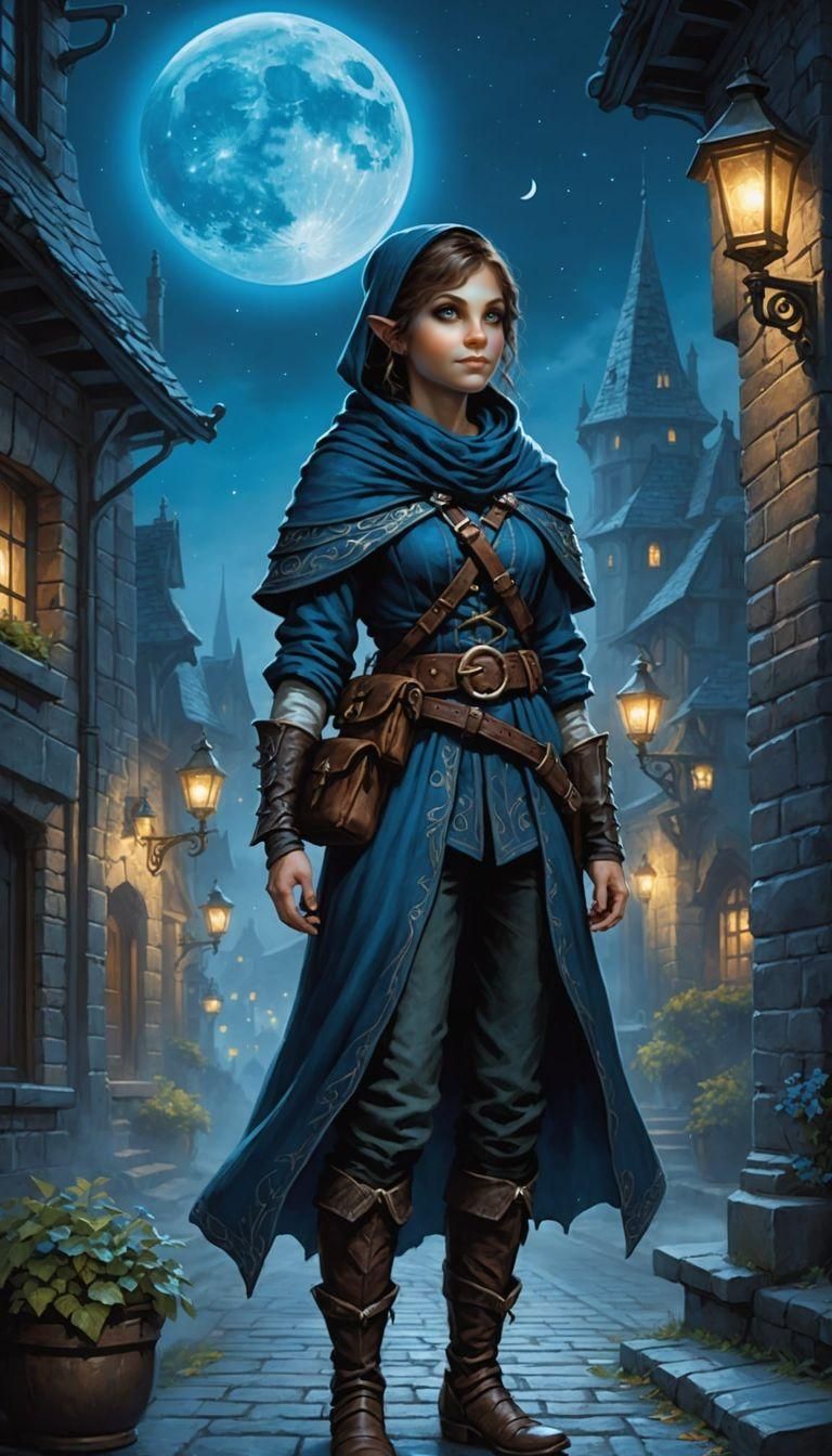 Halfling Thief Under the Blue Moon