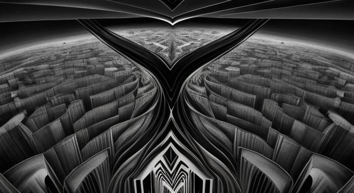 Surreal Cubist Dreamscape in Monochrome