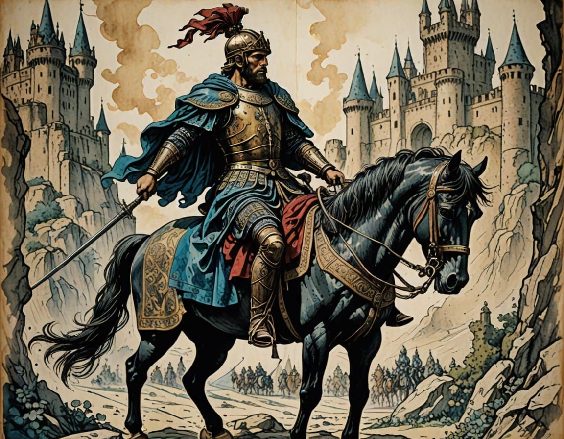 Roman Warlord in Dramatic Castle Scene
