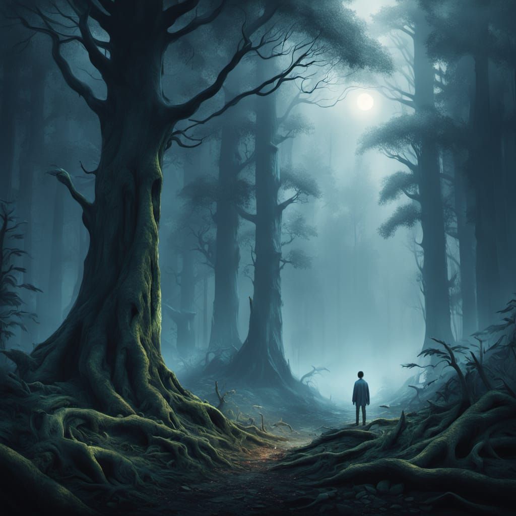 Mystical Forest Encounter in Detailed Painterly Style