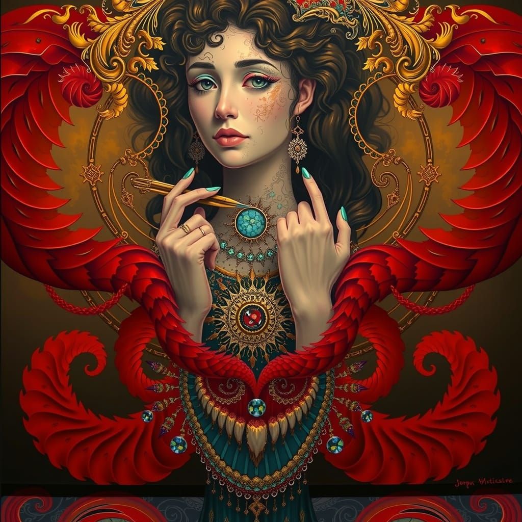 Great Fire of London in Klimt-Mucha Style