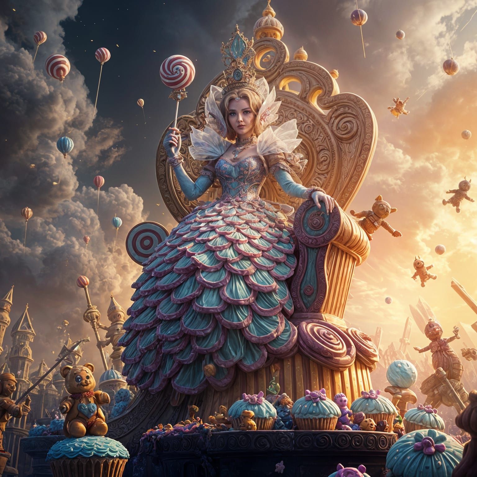 Sugar Baroness Commands Candy Kingdom: Hyperrealistic Splash...