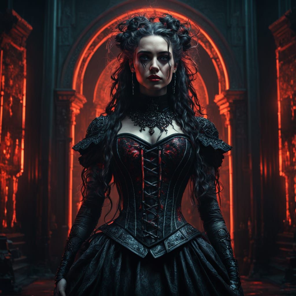 Ethereal Goddess in Dark Academia Dystopia