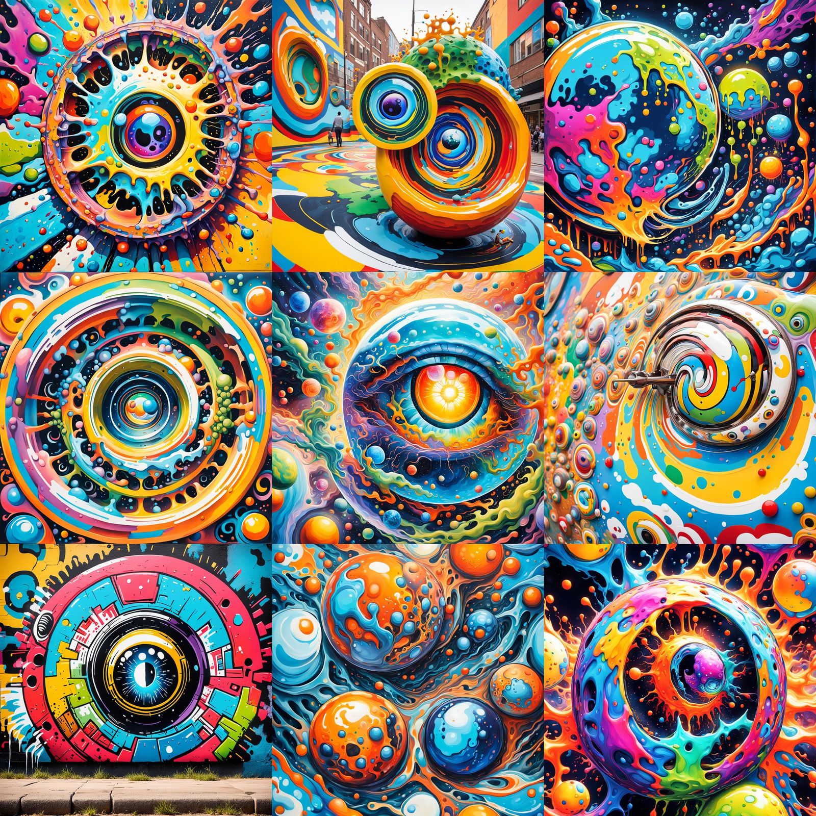 Evolution Through Time: Graffiti Art with Spherical Portals