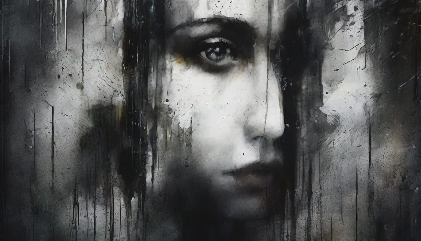 Gothic Woman Trapped in Cyberpunk Abyss