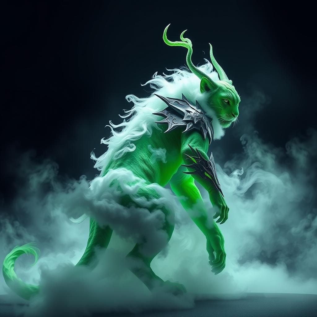 Neon Mist Demon Panther in Shadow Armor