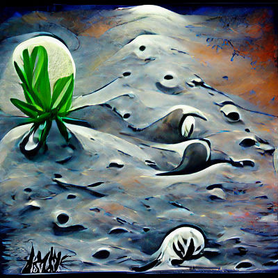 Cannabis on the Moon: An Acrylic Painting