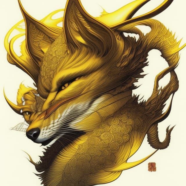 Hyperdetailed Kitsune Face in Comic Book Style