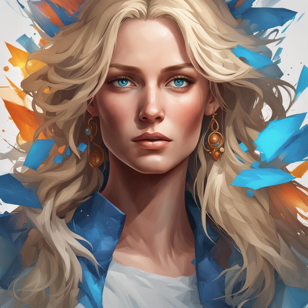 Detailed Portrait of a Blonde Woman in Digital Art Style