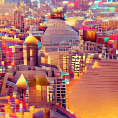 Abstract Cubic Cityscape in Geometric Style