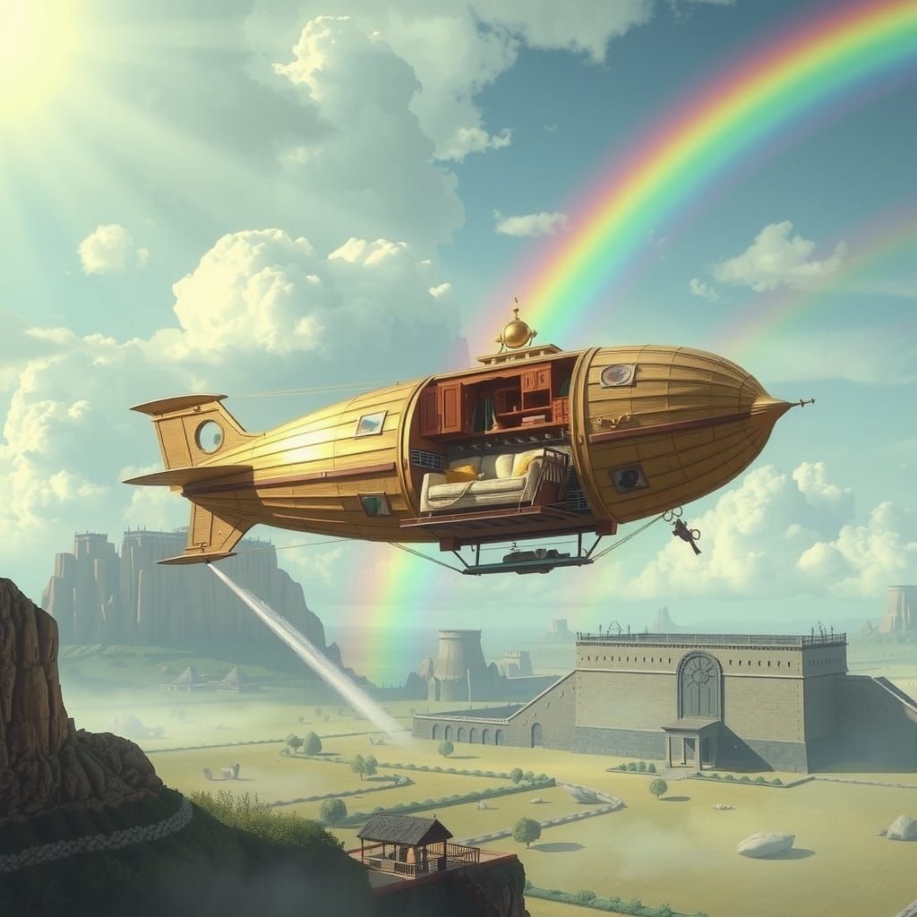 Magical Furniture Airship in Utopic Dreamscape
