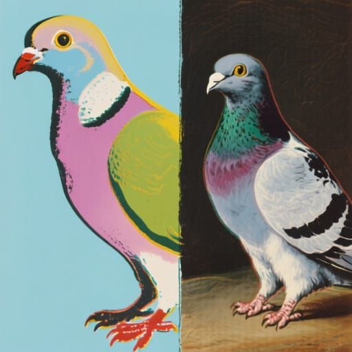 Cat-Pigeon and Pigeon-Cat Split Images