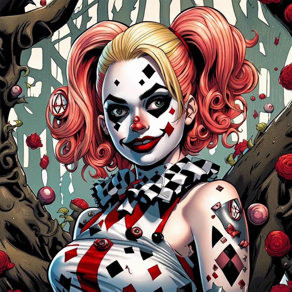 Harley Quinn in Wonderland: Detailed Comic Book Art