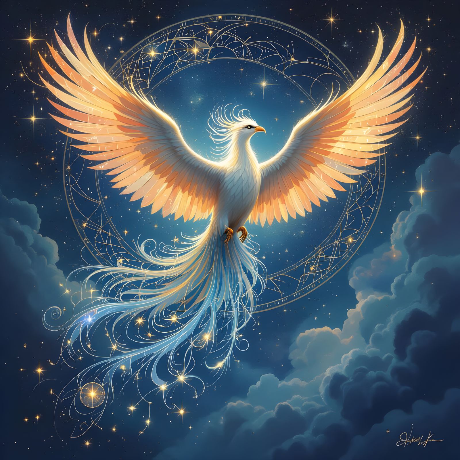 Cosmic Phoenix Soaring Through the Starlit Cosmos
