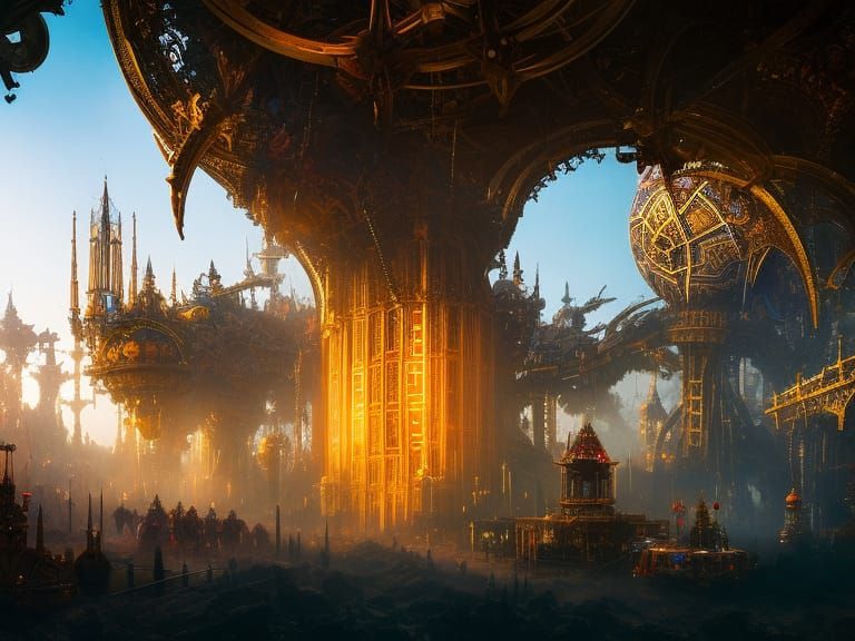 Wonderland Carnival Labyrinth with Tower, Hyperdetailed Digi...